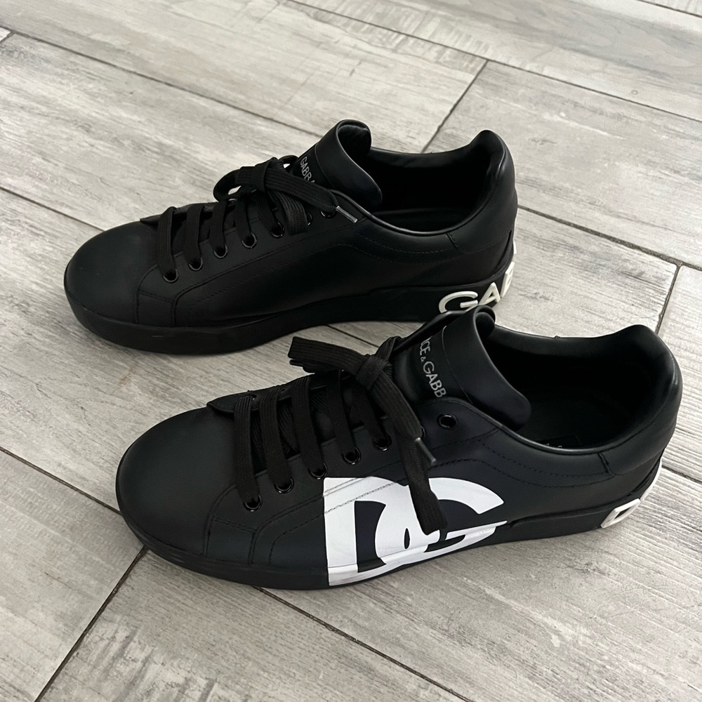 Dolce & Gabbana Men's Black Portofino Logo Sneakers